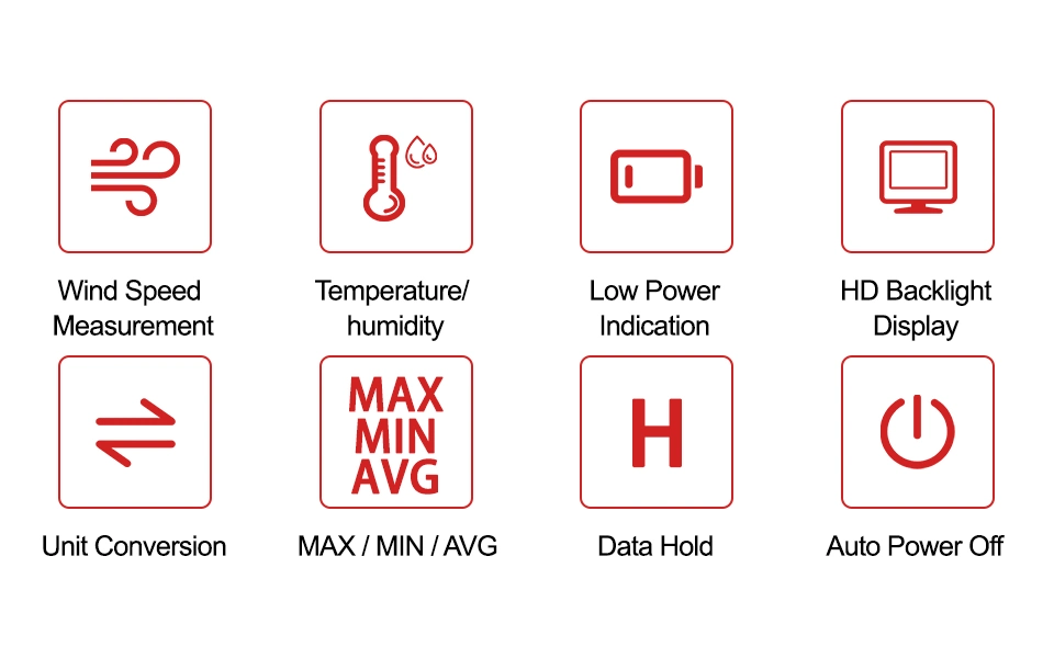 Handheld Wind Speed Chill Temperature Meter Tester Digital Anemometer for Air Flow, Velocity, Pressure, Humidity Gauge