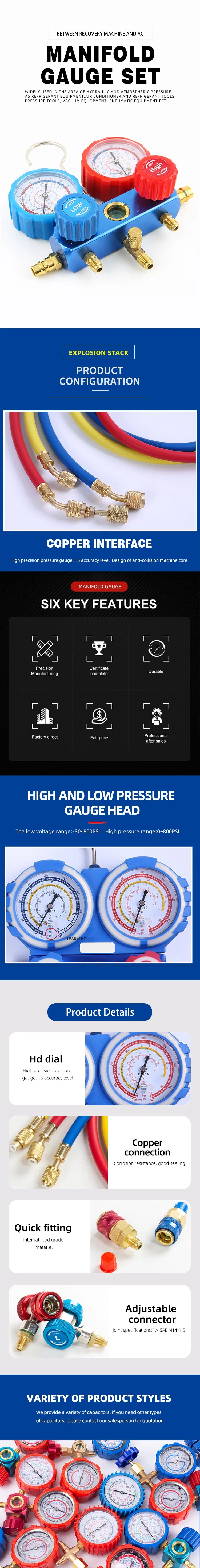 Domi Manufacture Domi Environmental Protection Four-Way Manifold Gauge for Gas R134A