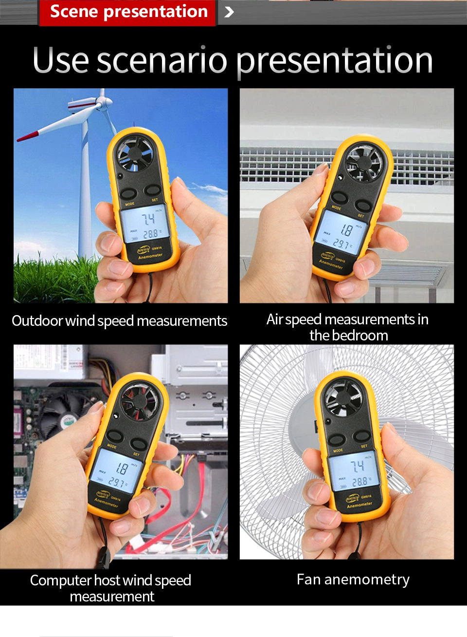 Small Digital LCD Wind Speed Meter Anemometer