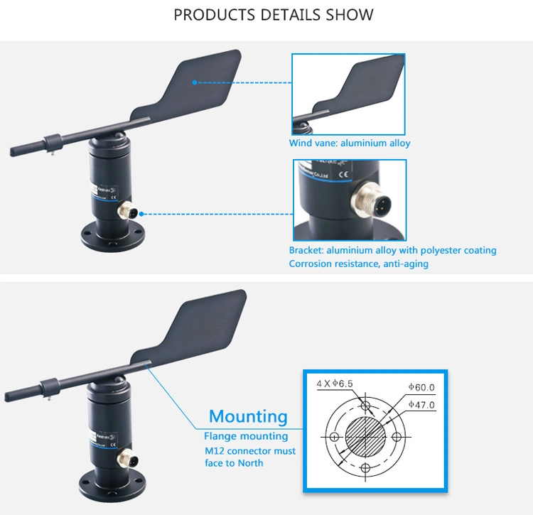 Aluminum Alloyed Firstrate FST200-202 0-5V RS485 Wind Direction Anemometer